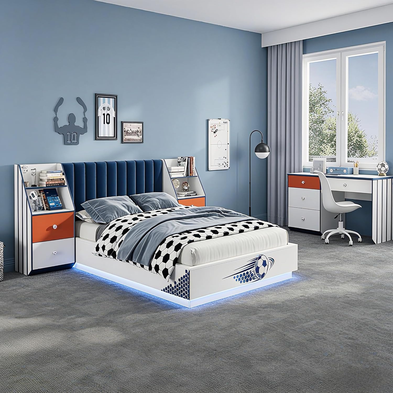Full Size Floating Bed With Ve - Floating Nightstand With Led Light recension och pris