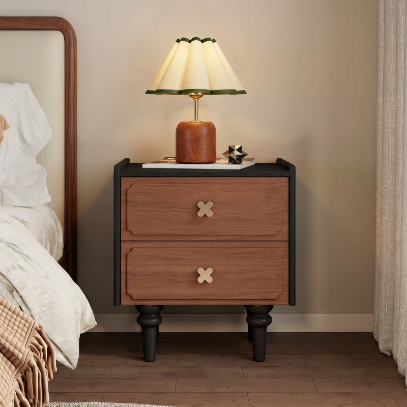 Home Furniture Solid Wood Blac - Solid Wood Nightstand 2 Drawers recension och pris