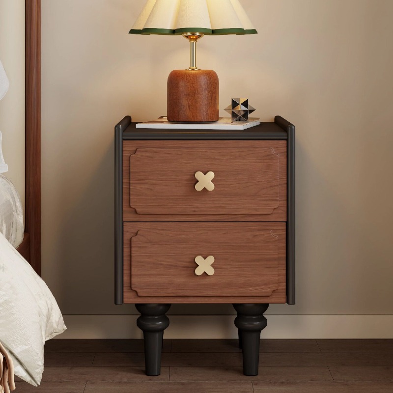 Home Furniture Solid Wood Blac - Solid Wood Nightstand 2 Drawers recension och pris