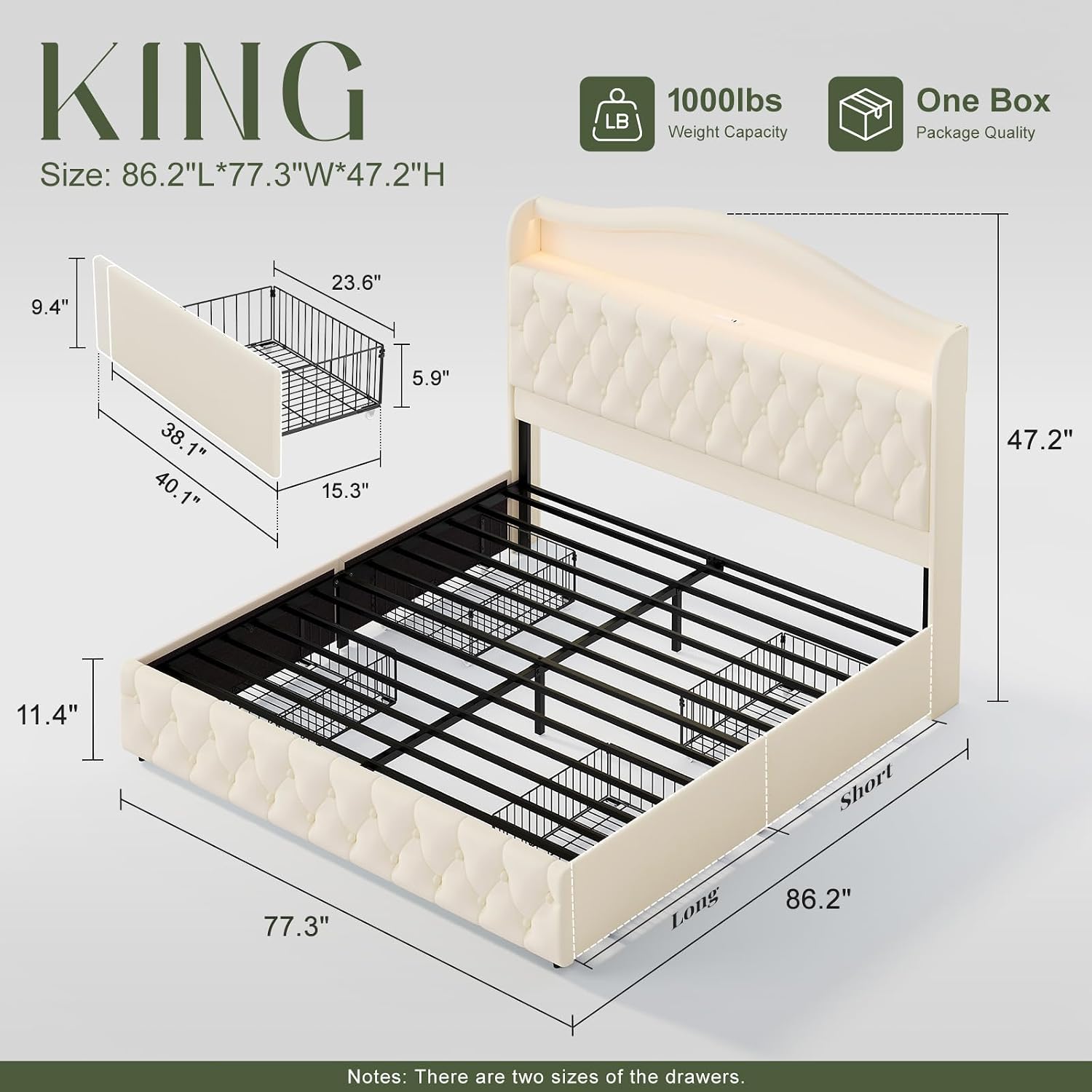 King Size Platform Bed Frame W - King Size Bed Frame With Storage Drawers recension och pris