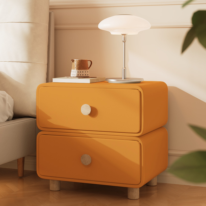 Minimalist Cream Bedside Cabin - Solid Wood Nightstand 2 Drawers recension och pris