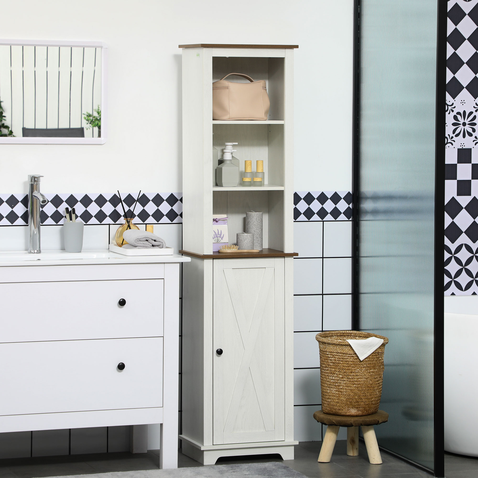 Farmhouse Bathroom Cabinet, Ta - Storage recension och pris
