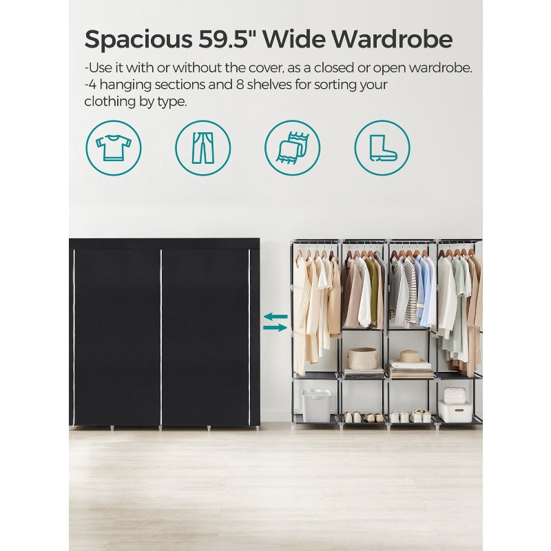 Portable Closet, Wardrobe Clos - Wardrobe Closet Portable Fabric Cover recension och pris