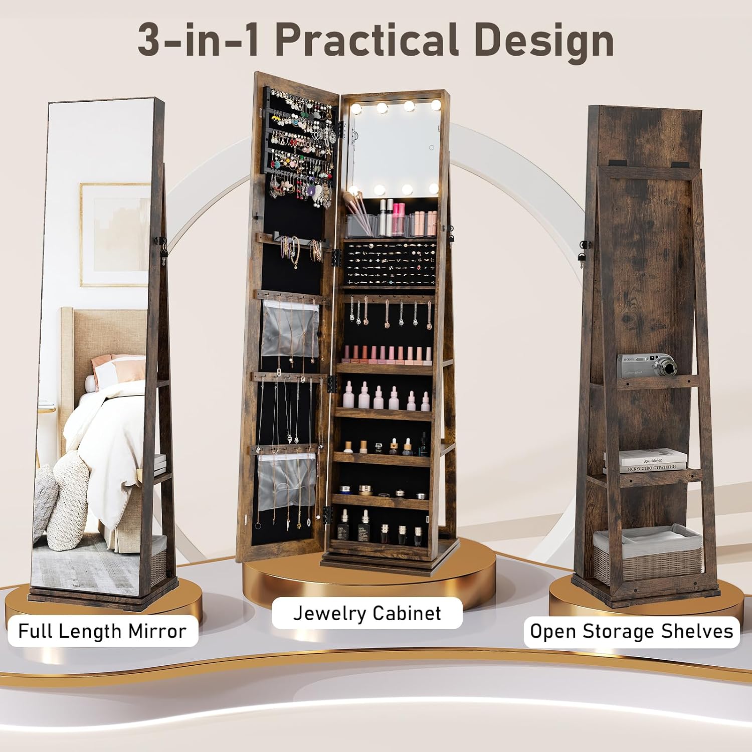 Swivel Jewelry Armoire Full Le - Full Length Mirror Jewelry Armoire recension och pris