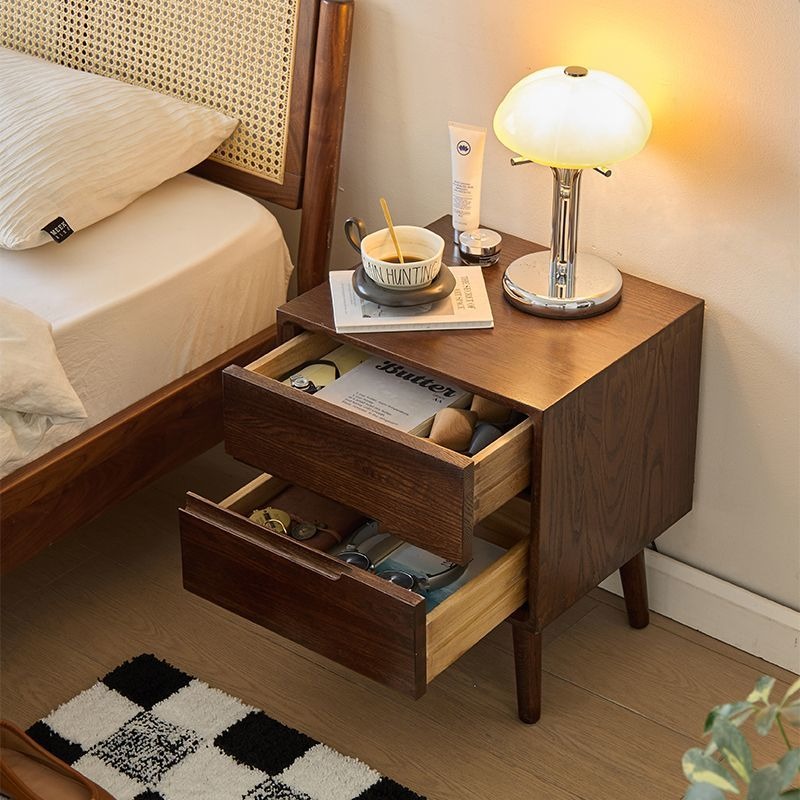 Wooden Bedside Tables Vintage  - Solid Wood Nightstand 2 Drawers recension och pris