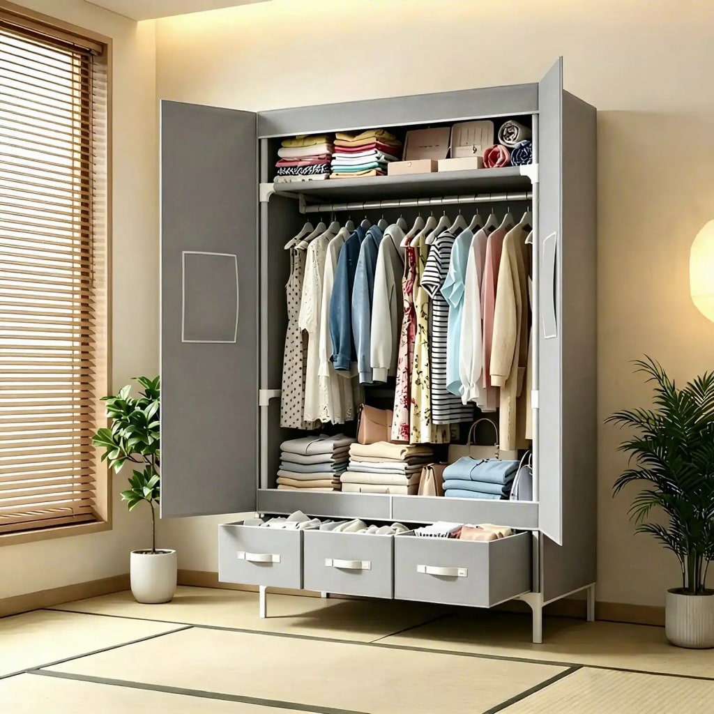 Portable Closet Wardrobe, 57.4 - Wardrobe Closet Portable Fabric Cover recension och pris