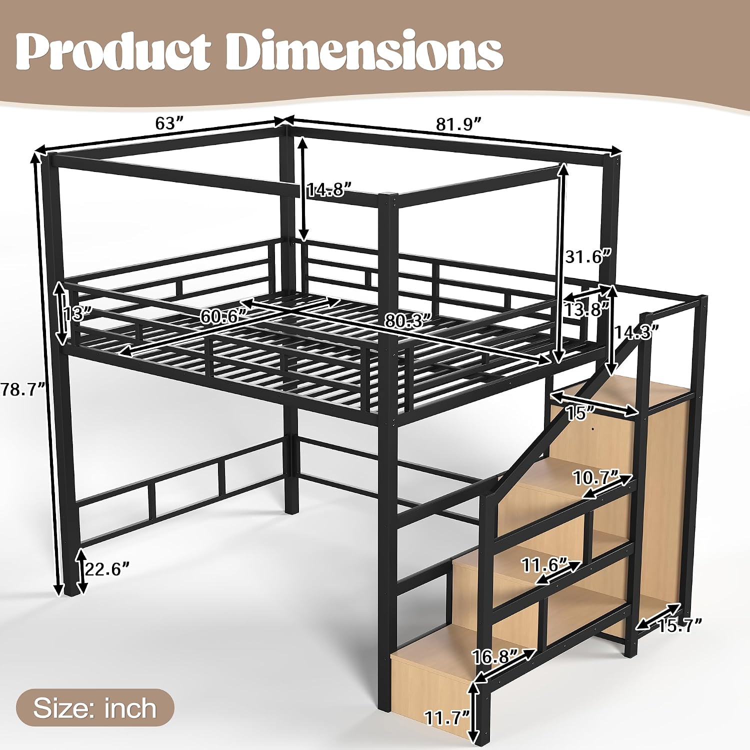 Queen Loft Bed with Storage St - Canopy Bed Frame Metal Queen recension och pris