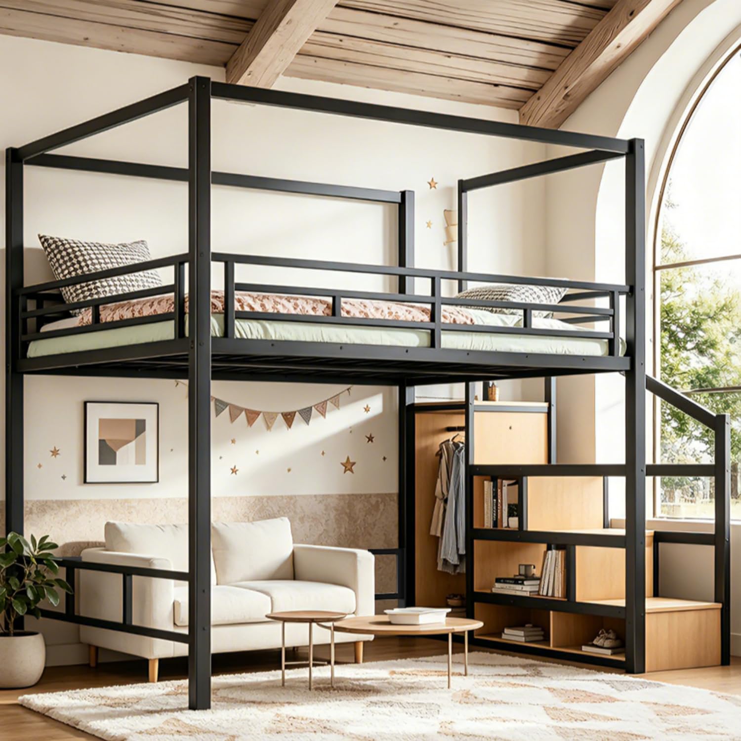Queen Loft Bed with Storage St - Canopy Bed Frame Metal Queen recension och pris