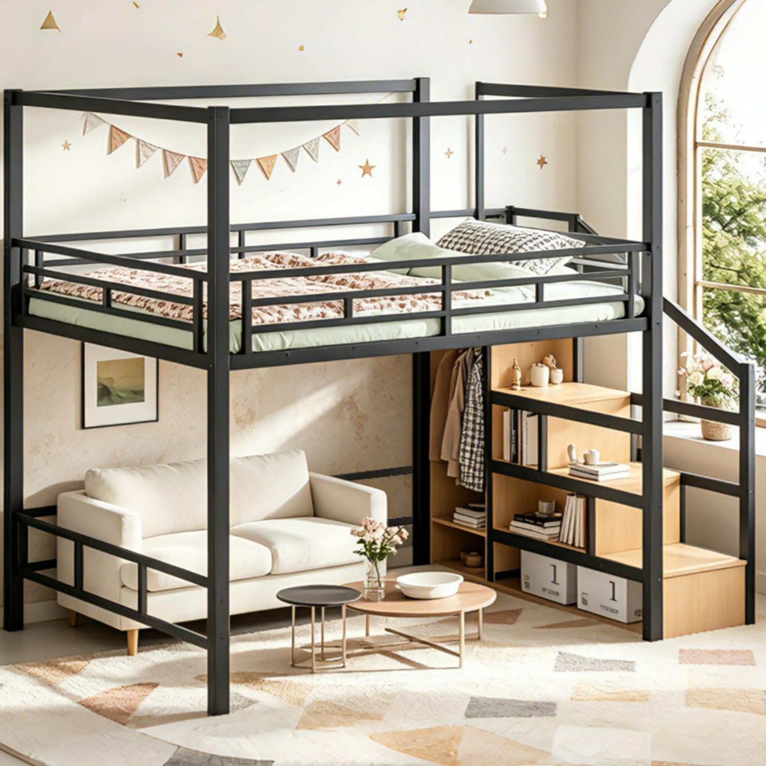 Queen Loft Bed with Storage St - Canopy Bed Frame Metal Queen recension och pris