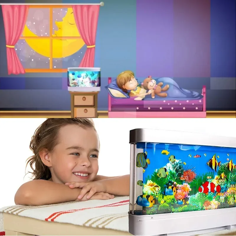 Tropical Fish Tank Lamps Artif - Floating Nightstand With Led Light recension och pris