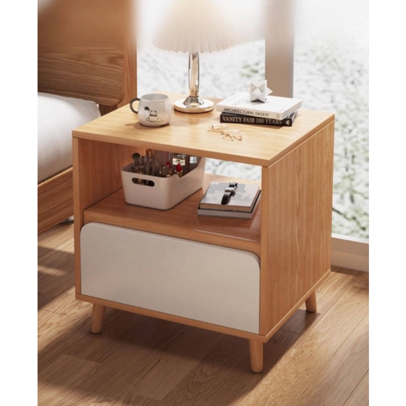 White bedside table Bedroom wi - Solid Wood Nightstand 2 Drawers recension och pris