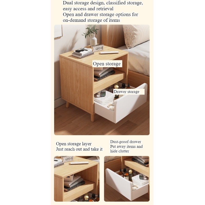 White bedside table Bedroom wi - Solid Wood Nightstand 2 Drawers recension och pris