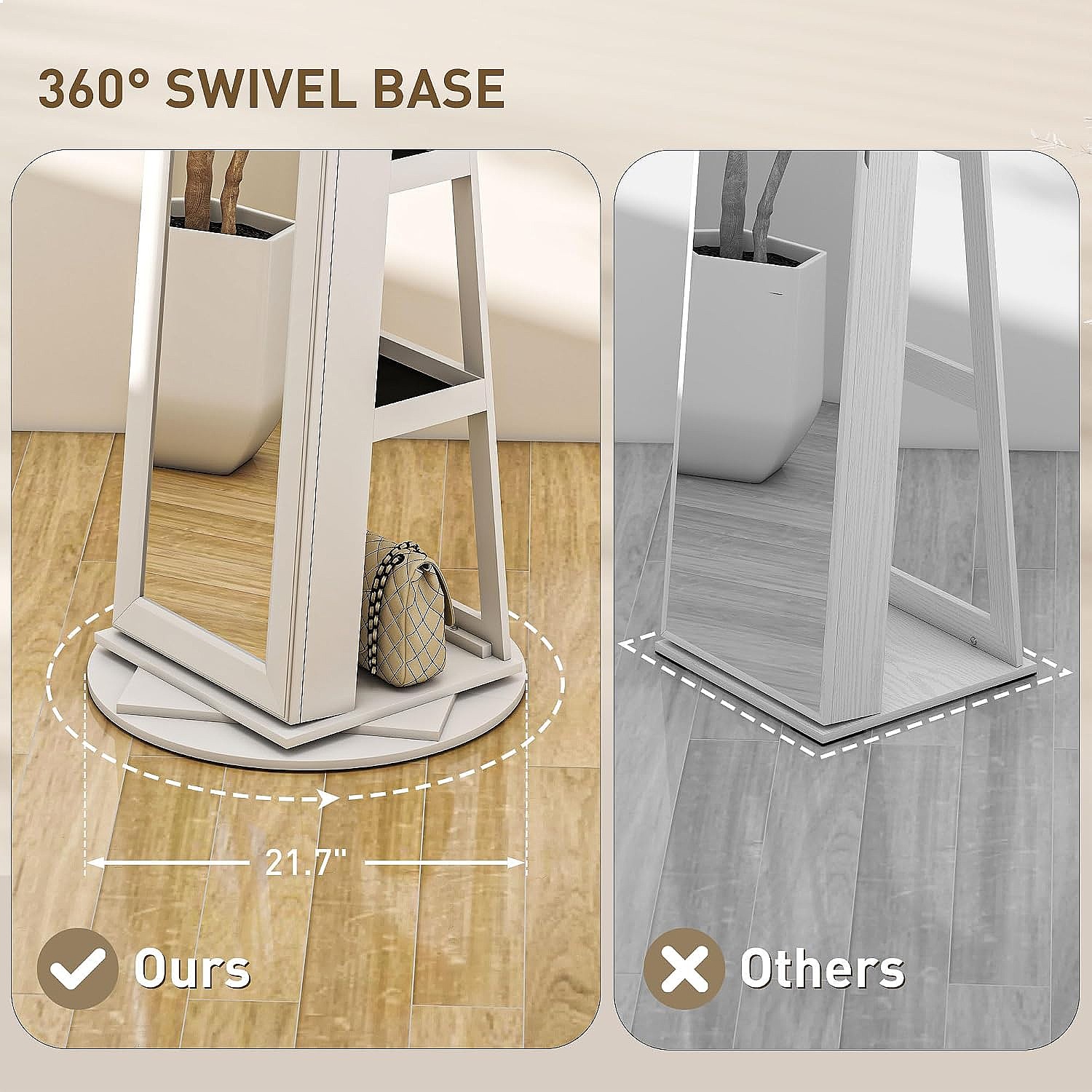 HOMCOM 360° Swivel Lockable Je - Full Length Mirror Jewelry Armoire recension och pris