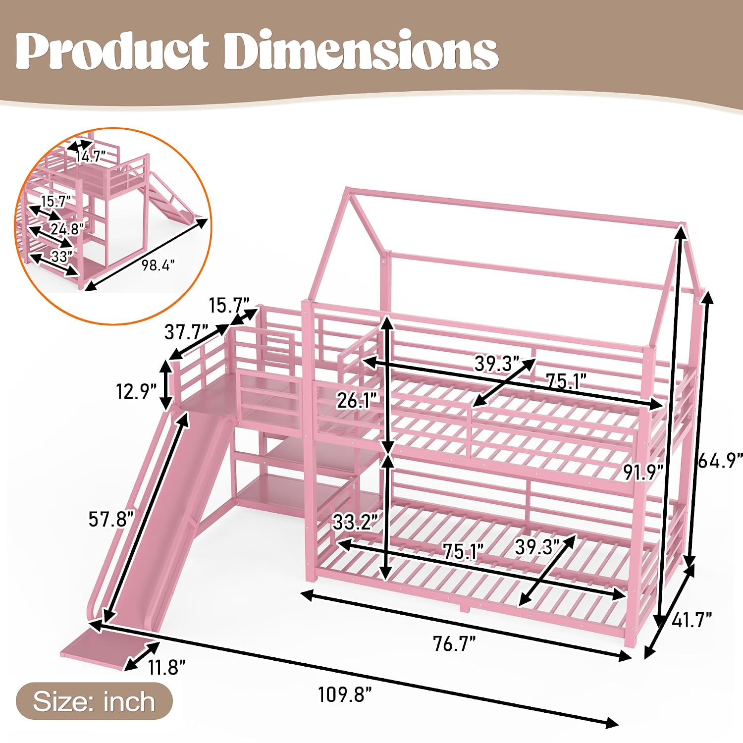 Twin Bunk Bed with Slide & Sto - Bunk Bed With Stairs And Slide recension och pris