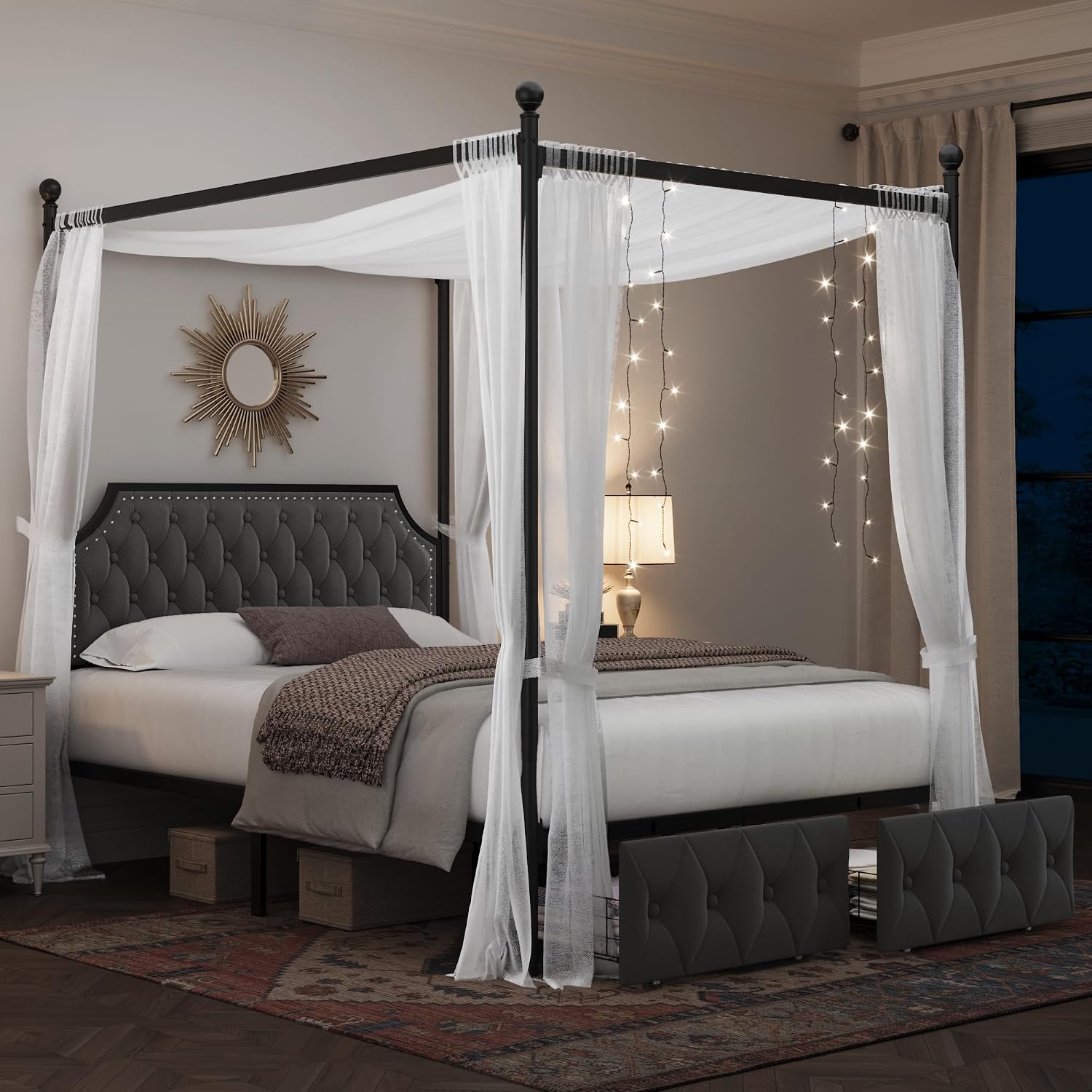 Queen Canopy Bed Frame With St - Canopy Bed Frame Metal Queen recension och pris
