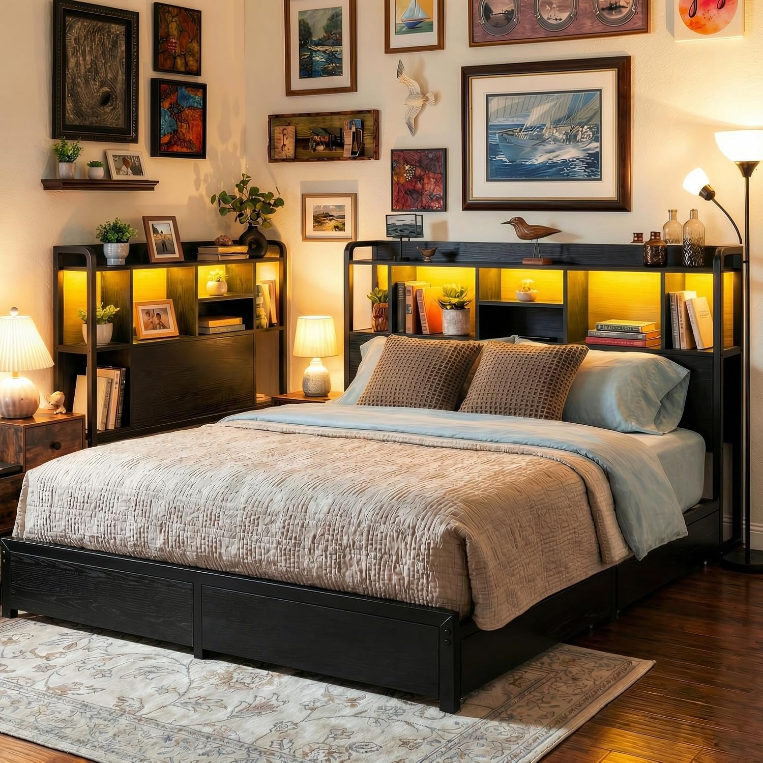 King Size Bed Frame Storage He - King Size Bed Frame With Storage Drawers recension och pris