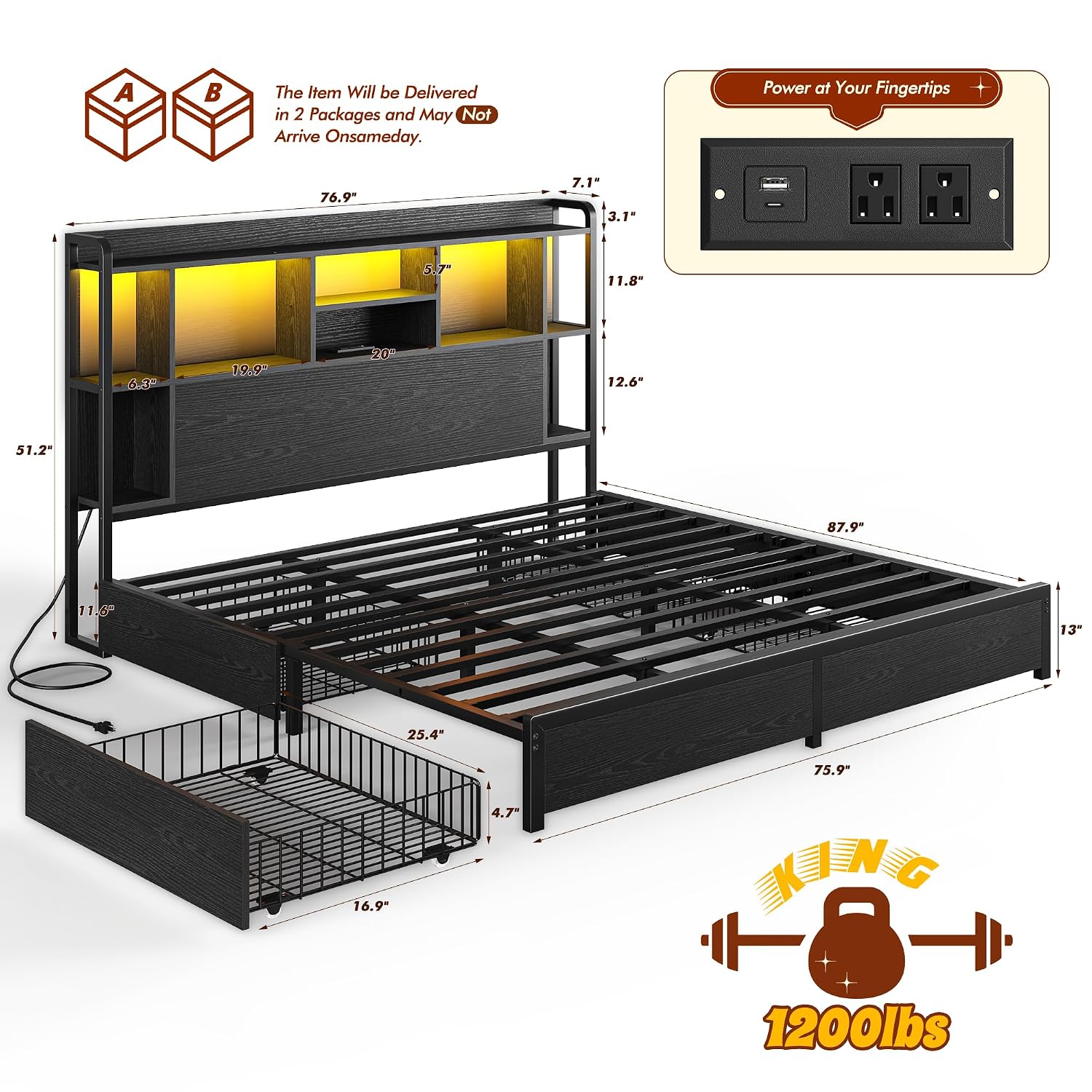 King Size Bed Frame Storage He - King Size Bed Frame With Storage Drawers recension och pris
