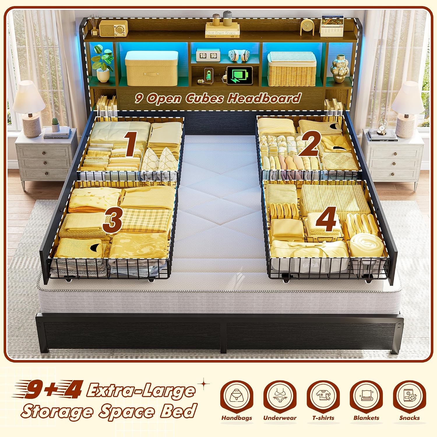 King Size Bed Frame Storage He - King Size Bed Frame With Storage Drawers recension och pris