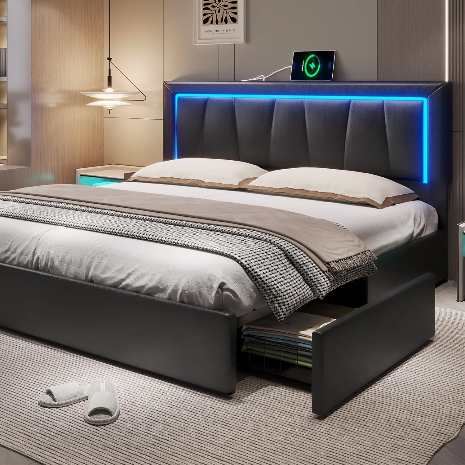 California King Bed Frame with - King Size Bed Frame With Storage Drawers recension och pris