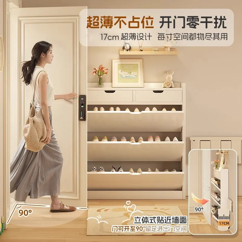 Solid Wood Core Shoe Cabinet 1 - Shoe Rack Cabinet Narrow Entryway recension och pris