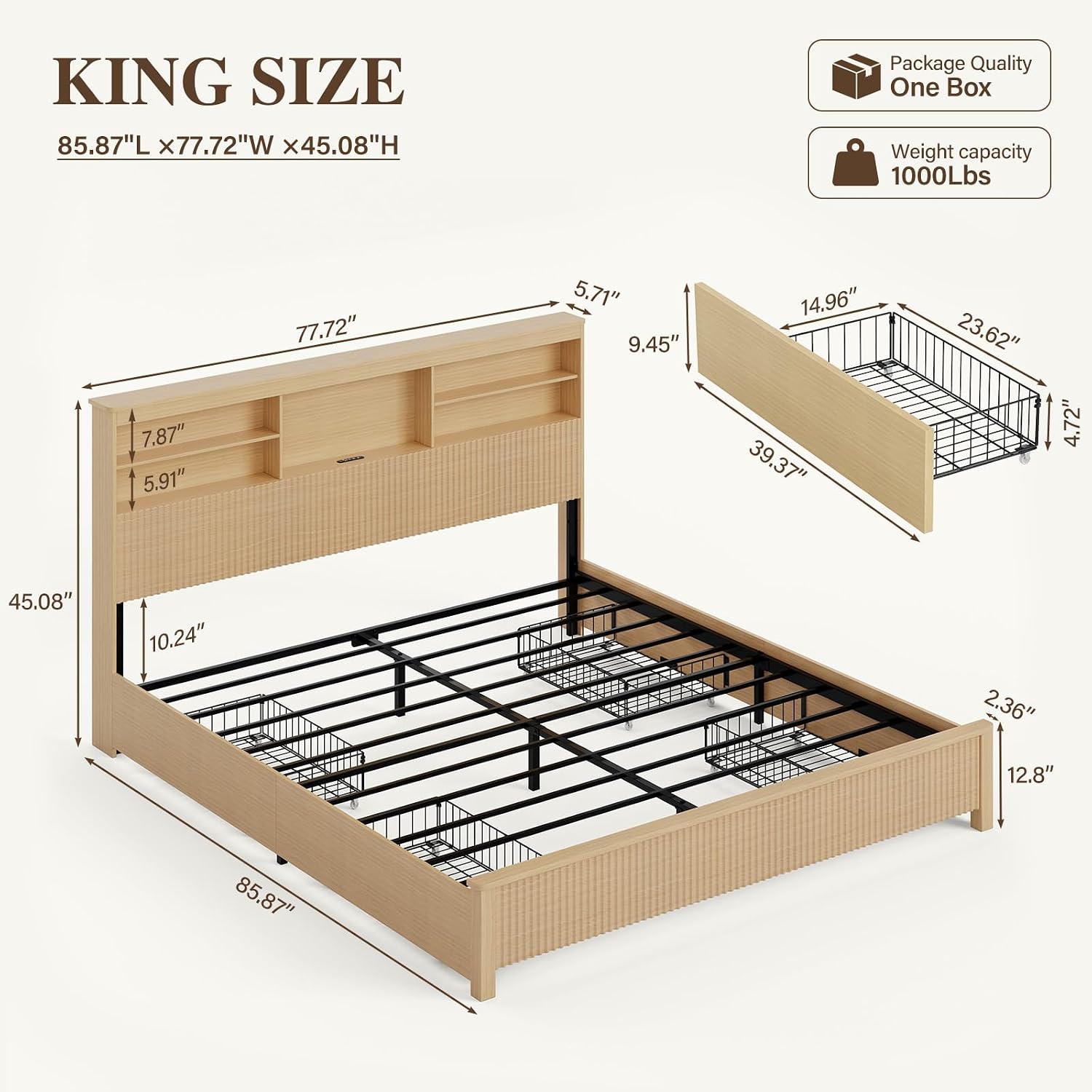 King Size Bed Frame 4 Storage  - King Size Bed Frame With Storage Drawers recension och pris