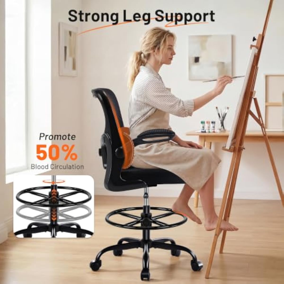 Ergonomic Drafting Chair with  - Chairs recension och pris