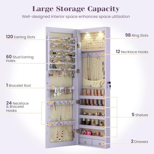 Wall or Door Mounted Jewelry A - Full Length Mirror Jewelry Armoire recension och pris