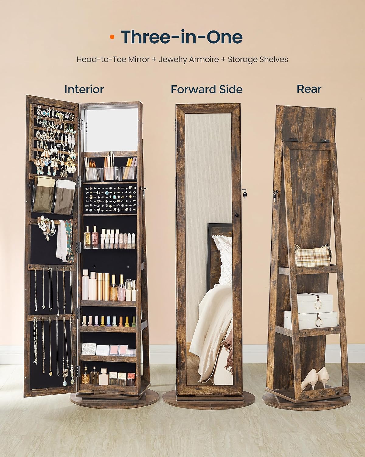Standing Jewelry Cabinet, Full - Full Length Mirror Jewelry Armoire recension och pris