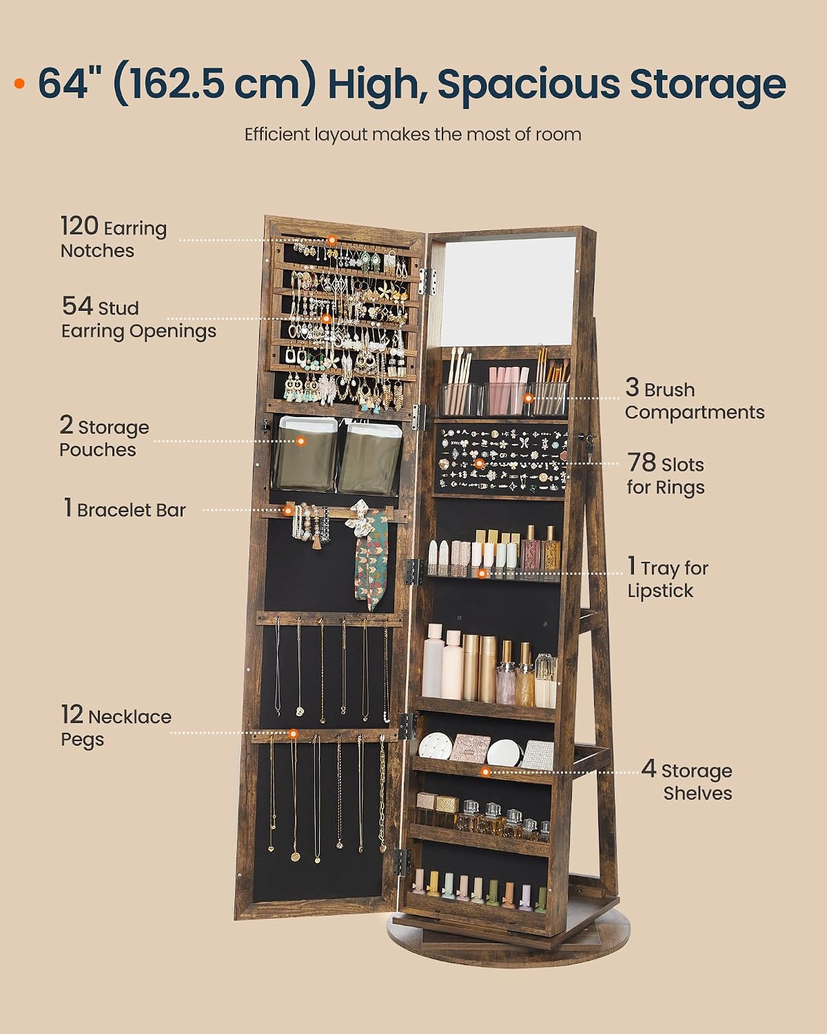 Standing Jewelry Cabinet, Full - Full Length Mirror Jewelry Armoire recension och pris