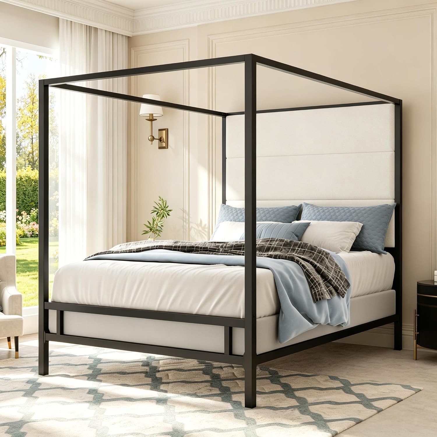 Queen Canopy Bed Tall Velvet U - Canopy Bed Frame Metal Queen recension och pris