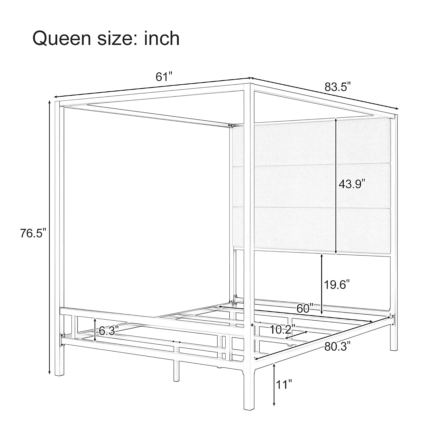 Queen Canopy Bed Tall Velvet U - Canopy Bed Frame Metal Queen recension och pris