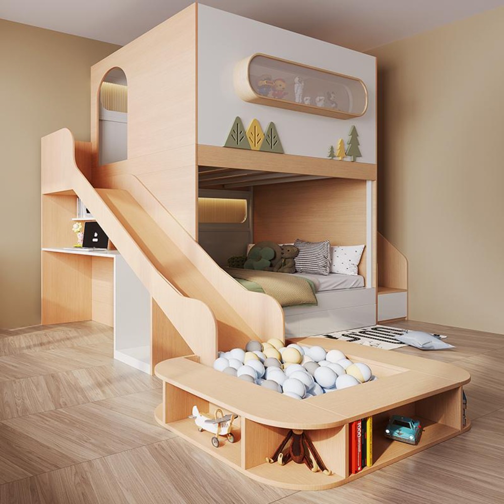 Space Capsule Treehouse Bunk B - Bunk Bed With Stairs And Slide recension och pris