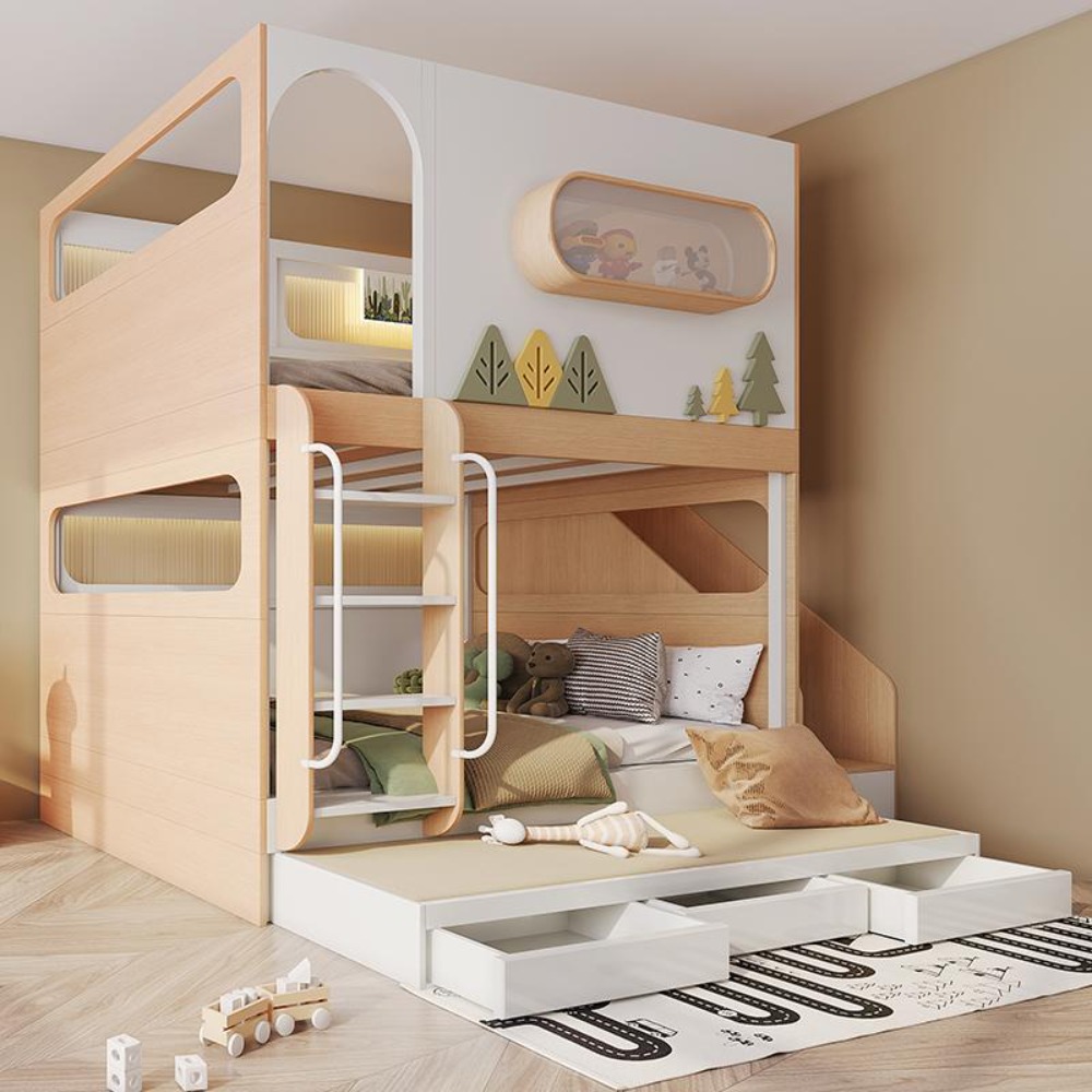 Space Capsule Treehouse Bunk B - Bunk Bed With Stairs And Slide recension och pris