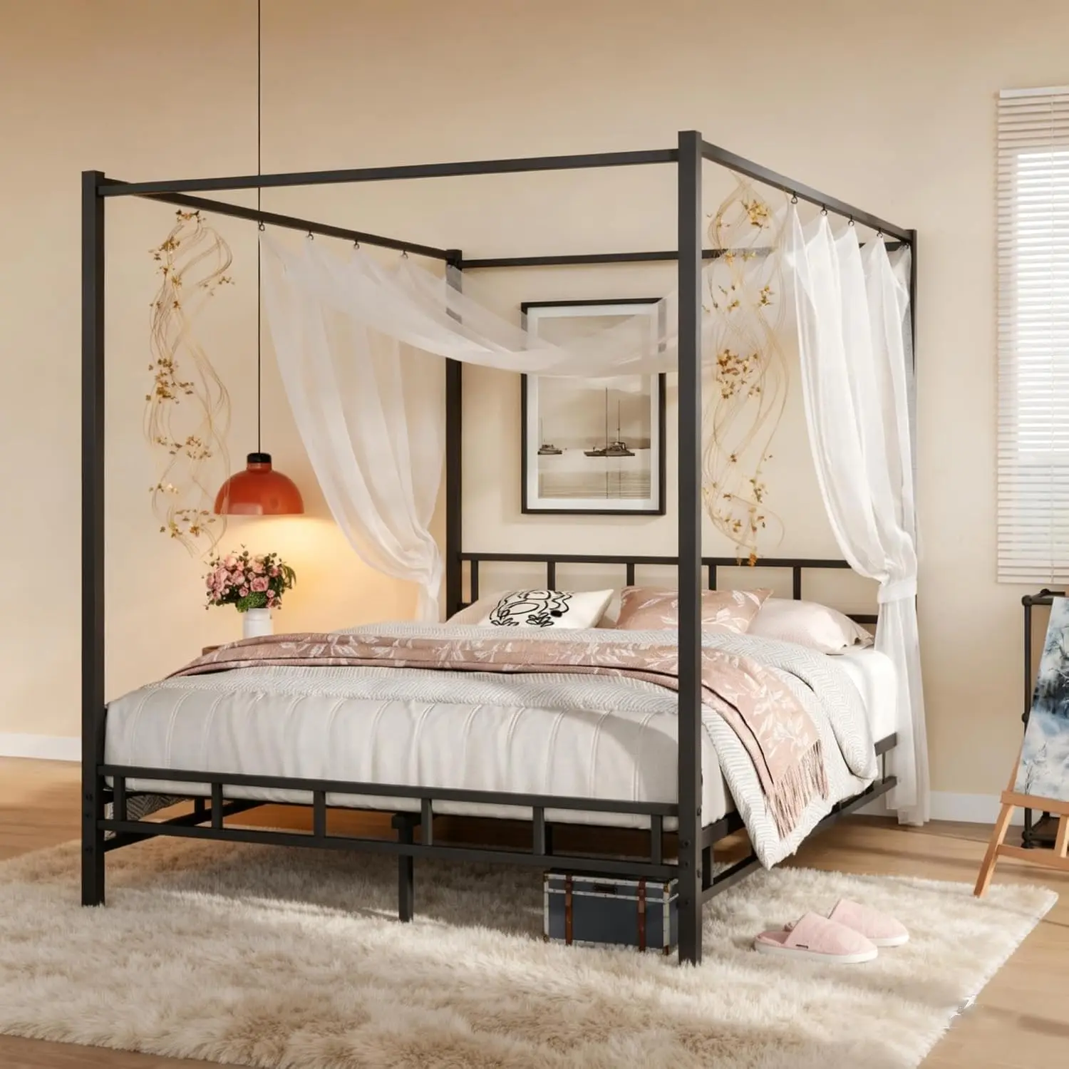 Metal Canopy Bed Frame Queen S - Canopy Bed Frame Metal Queen recension och pris