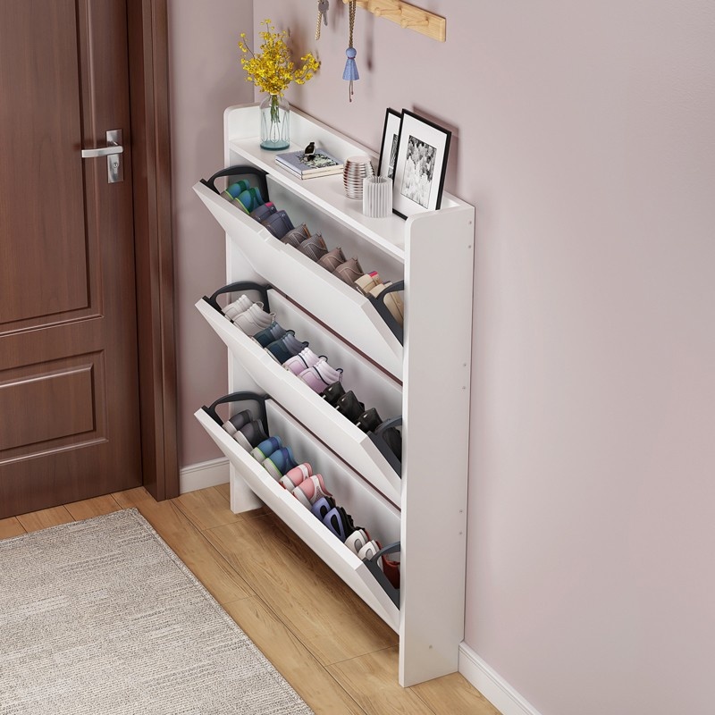 2-Tier Wooden Shoe Organizer C - Shoe Rack Cabinet Narrow Entryway recension och pris