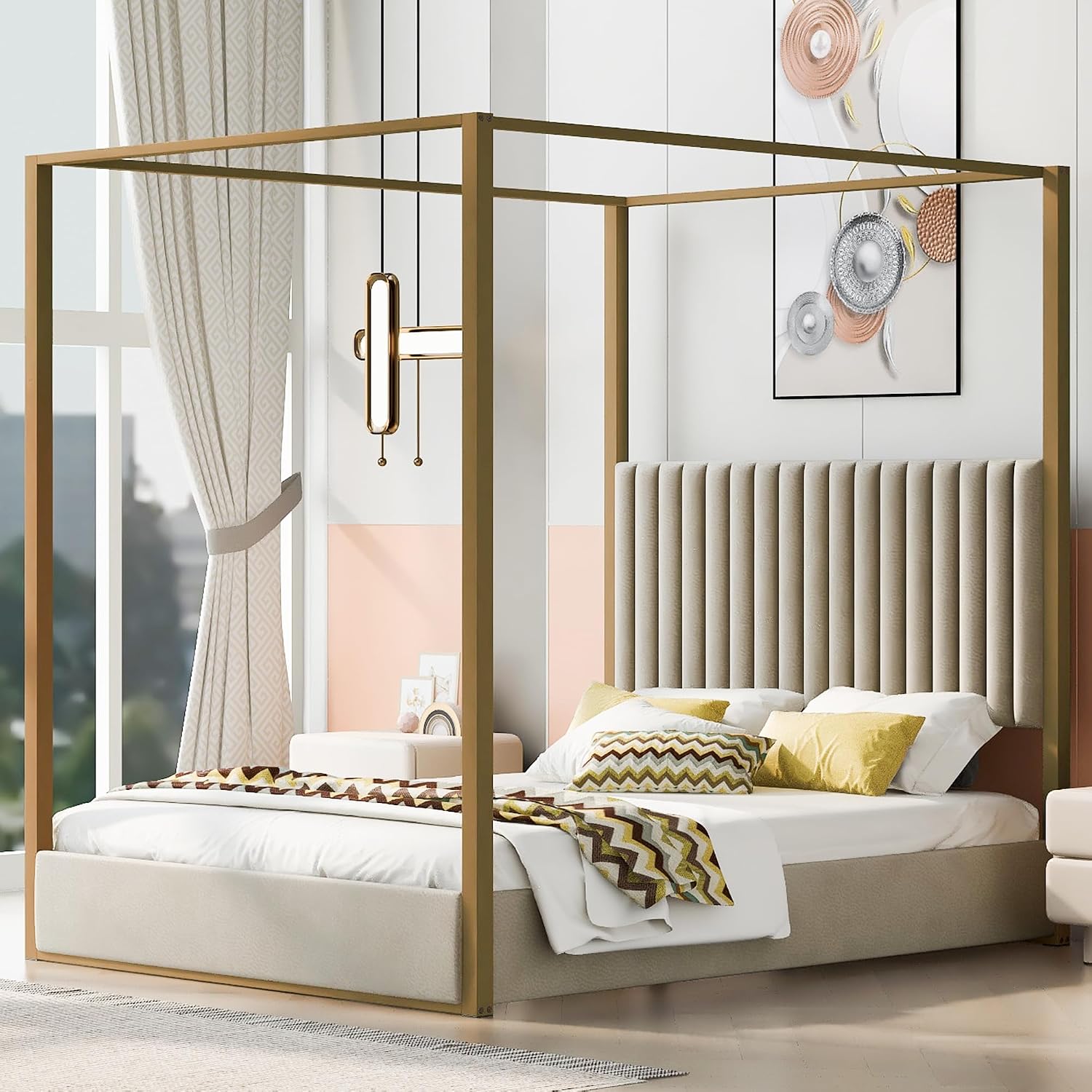 Modern Canopy Platform Bed Que - Canopy Bed Frame Metal Queen recension och pris