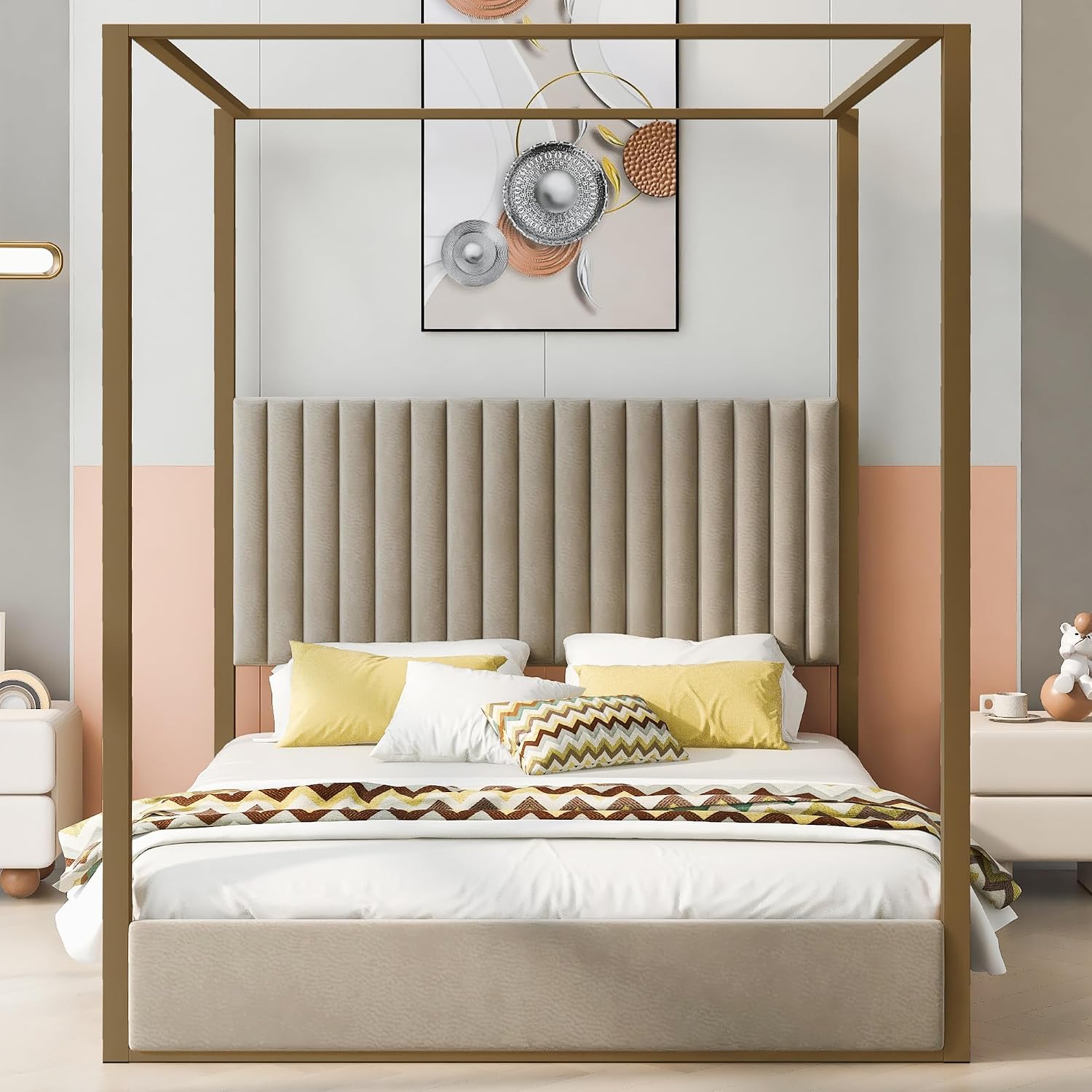Modern Canopy Platform Bed Que - Canopy Bed Frame Metal Queen recension och pris