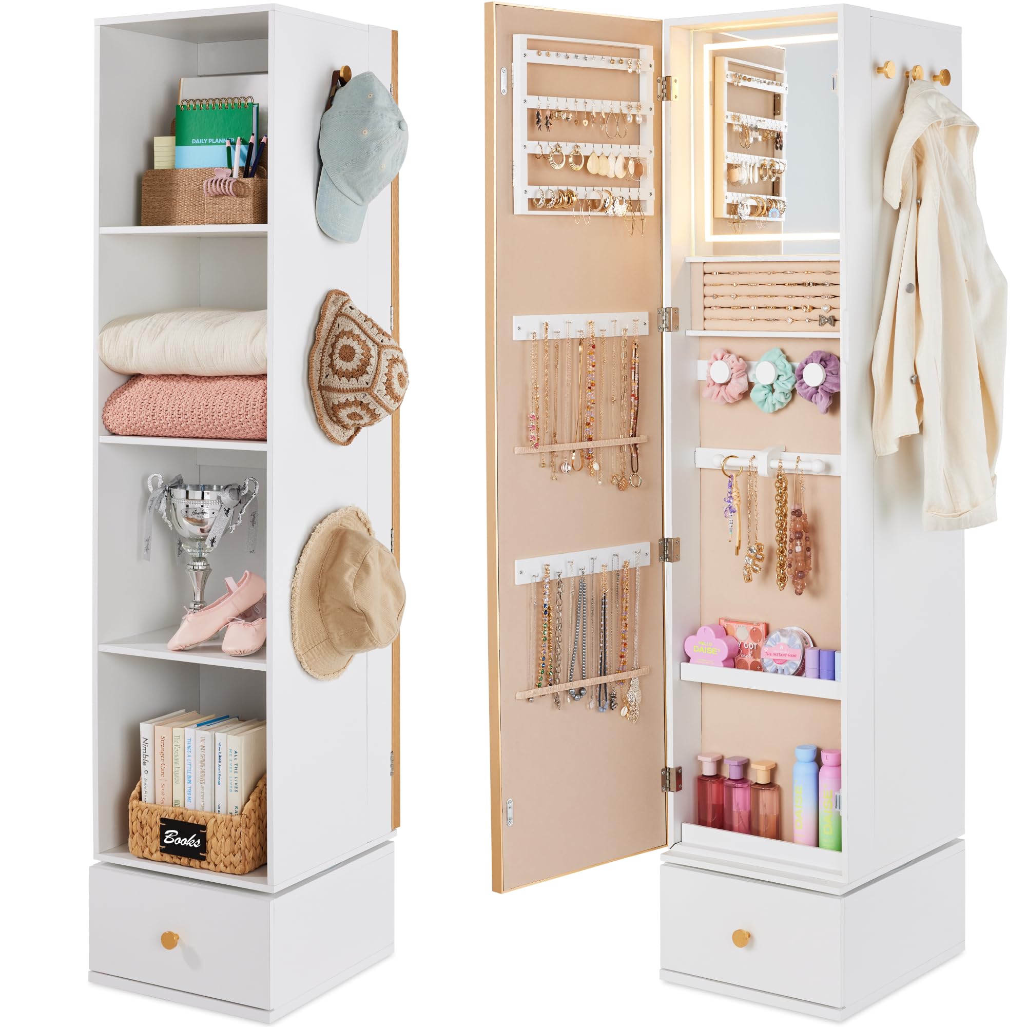 Rotating Mirror w/Storage Cabi - Full Length Mirror Jewelry Armoire recension och pris