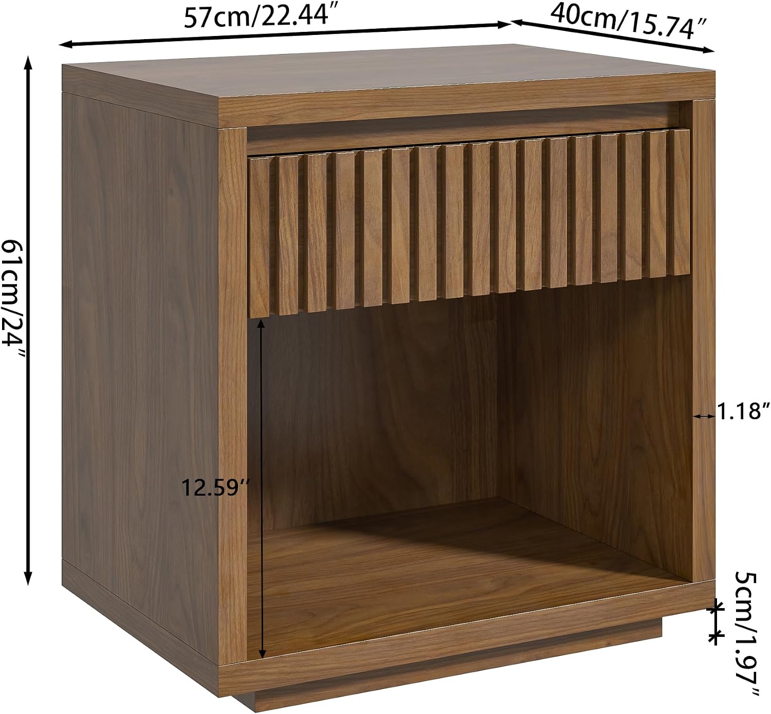 2-Drawer Fluted Nightstand Set - Solid Wood Nightstand 2 Drawers recension och pris