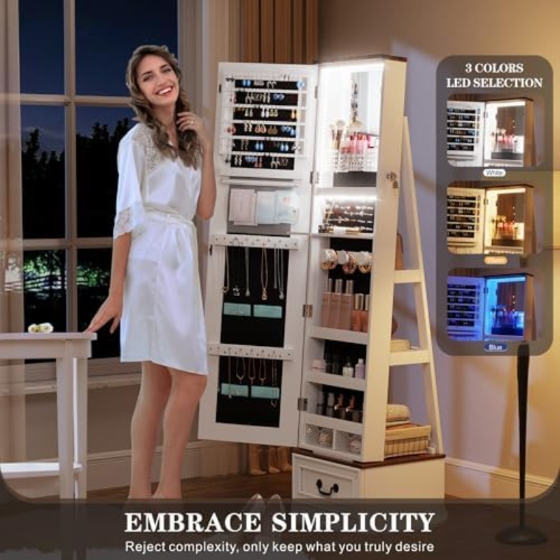 360°Swivel Jewelry Armoire Cab - Full Length Mirror Jewelry Armoire recension och pris