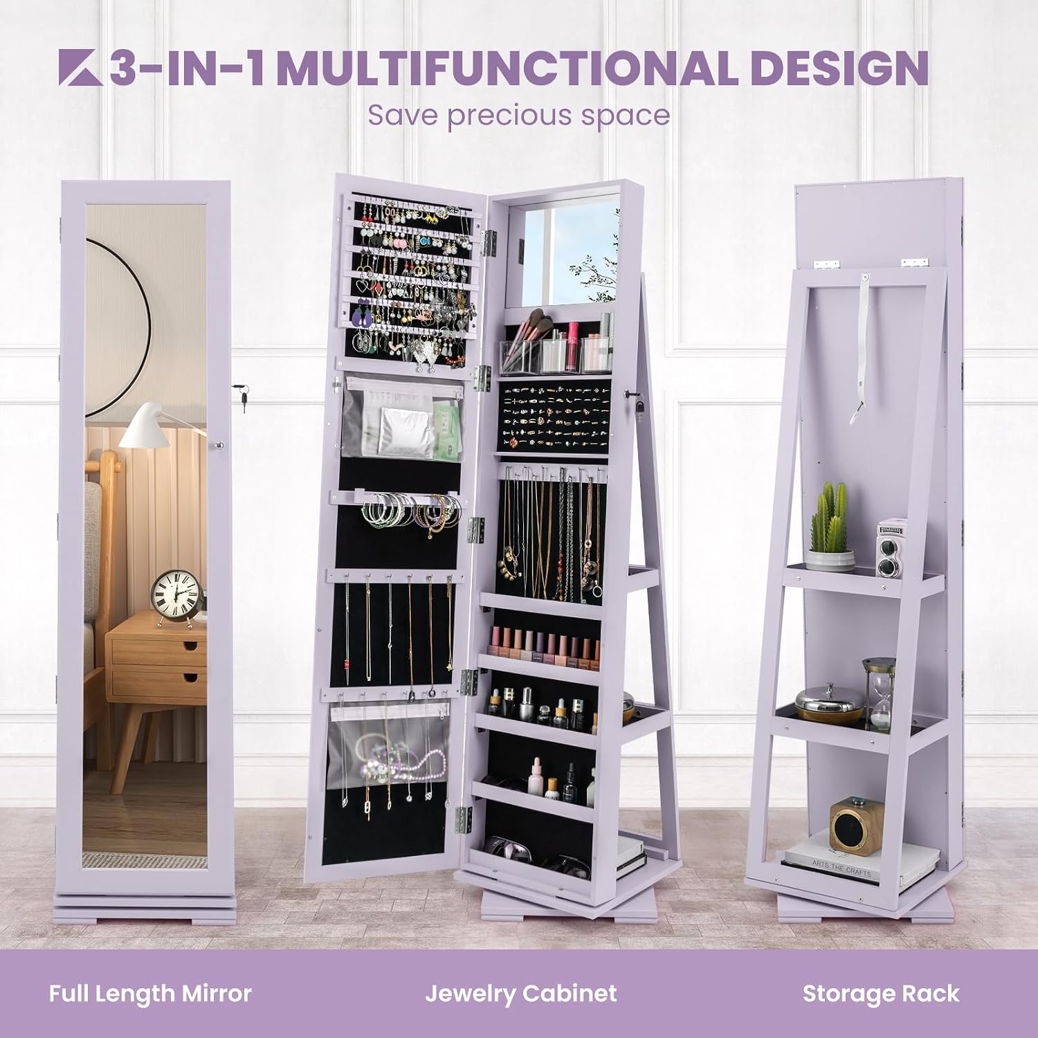 360 Swivel Jewelry Armoire Ful - Full Length Mirror Jewelry Armoire recension och pris
