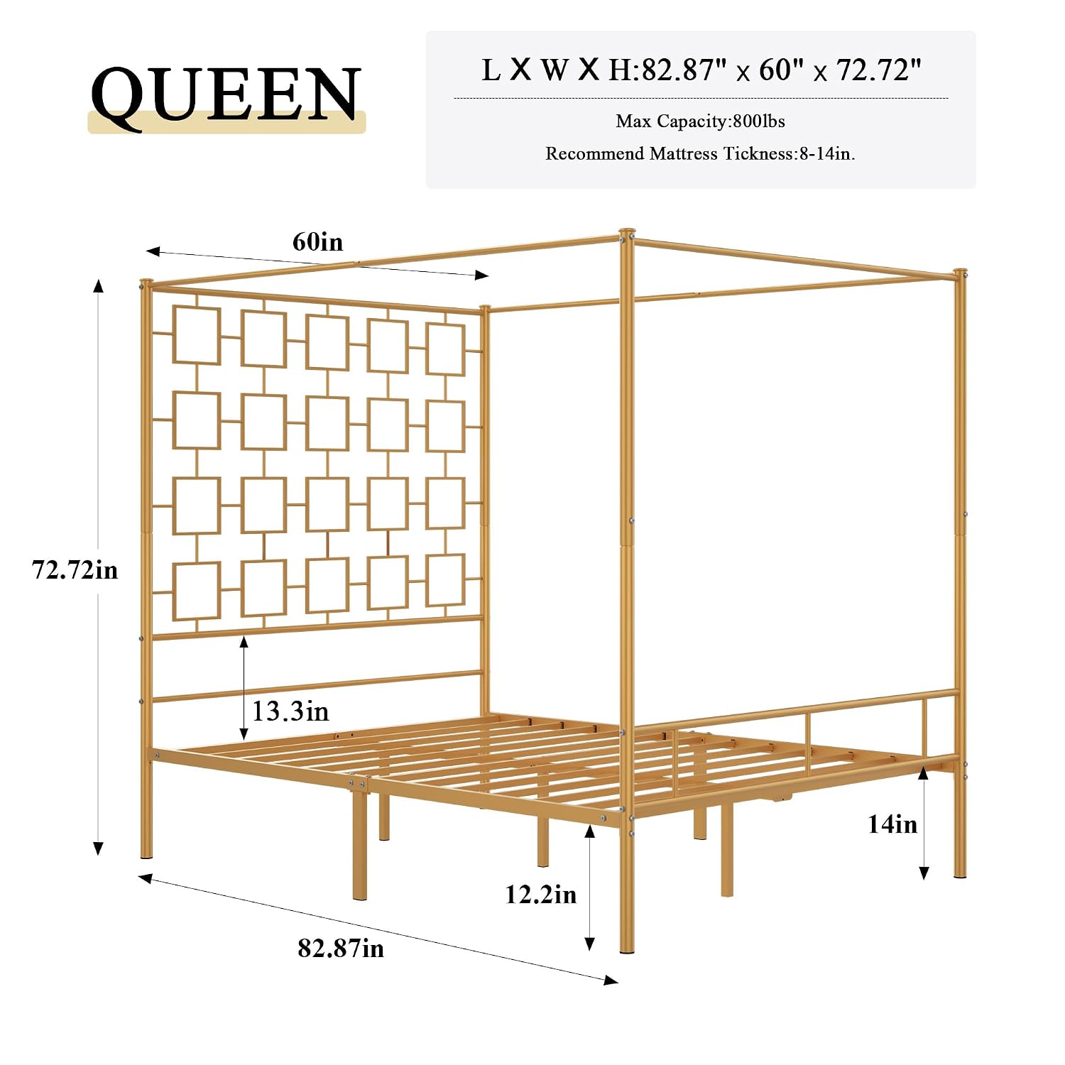 Queen Canopy Bed Frame Metal F - Canopy Bed Frame Metal Queen recension och pris