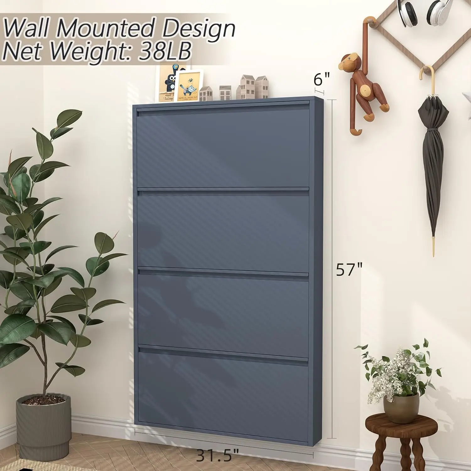 Shoe Cabinet with 4 Flip Drawe - Shoe Rack Cabinet Narrow Entryway recension och pris
