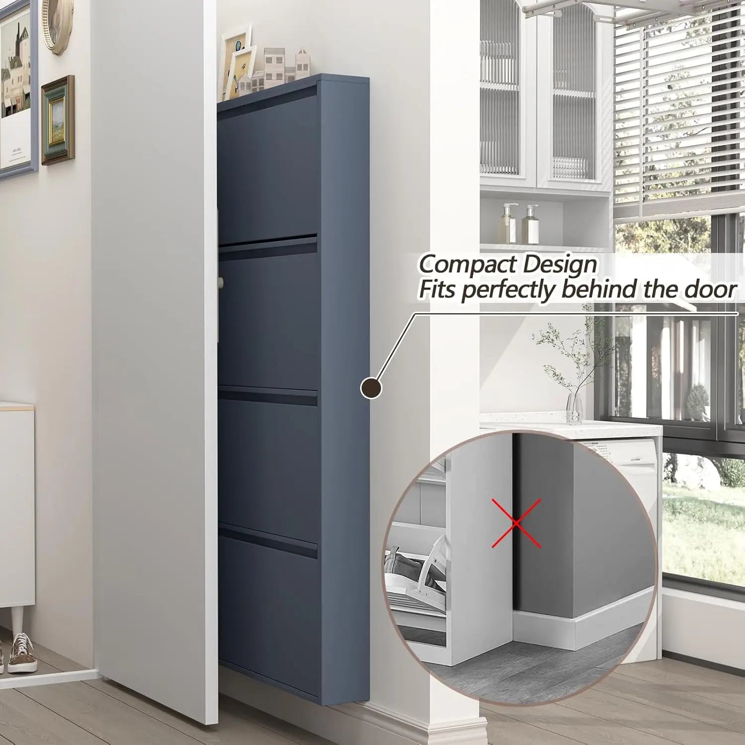 Shoe Cabinet with 4 Flip Drawe - Shoe Rack Cabinet Narrow Entryway recension och pris