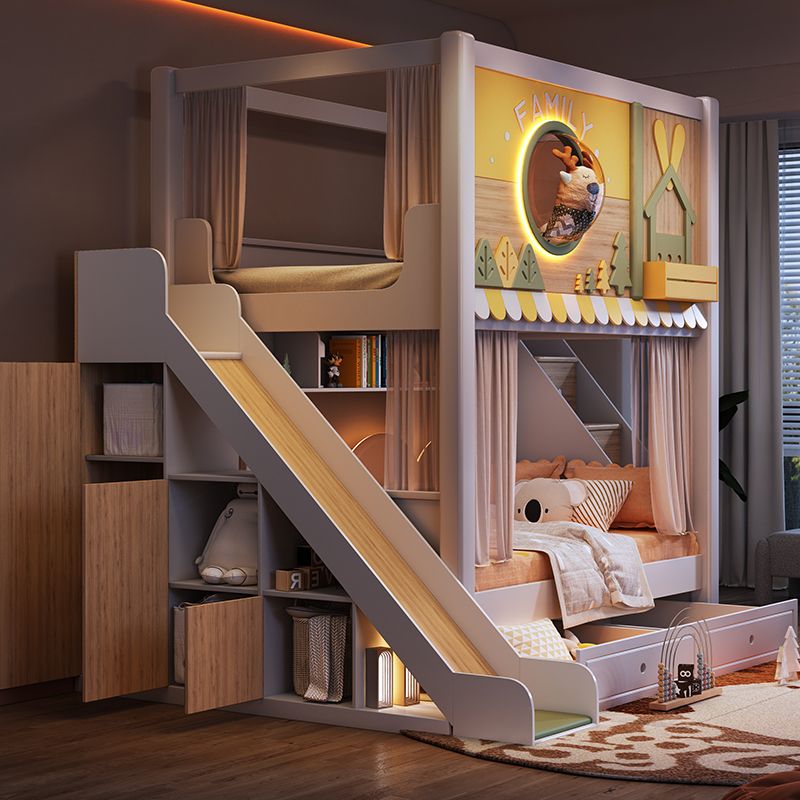 *Modern Forest Theme Kids Bunk - Bunk Bed With Stairs And Slide recension och pris