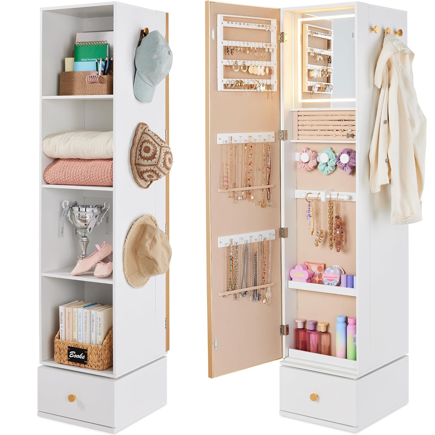 Rotating Mirror w/Storage Cabi - Full Length Mirror Jewelry Armoire recension och pris