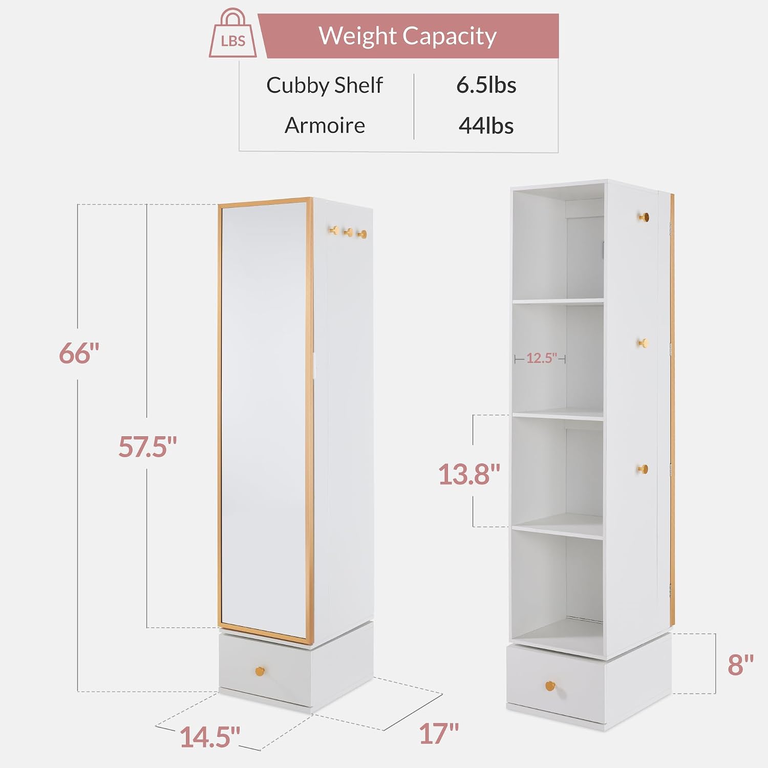 Rotating Mirror w/Storage Cabi - Full Length Mirror Jewelry Armoire recension och pris
