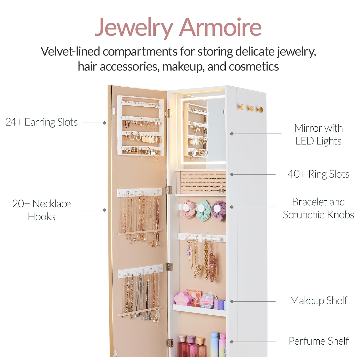 Rotating Mirror w/Storage Cabi - Full Length Mirror Jewelry Armoire recension och pris