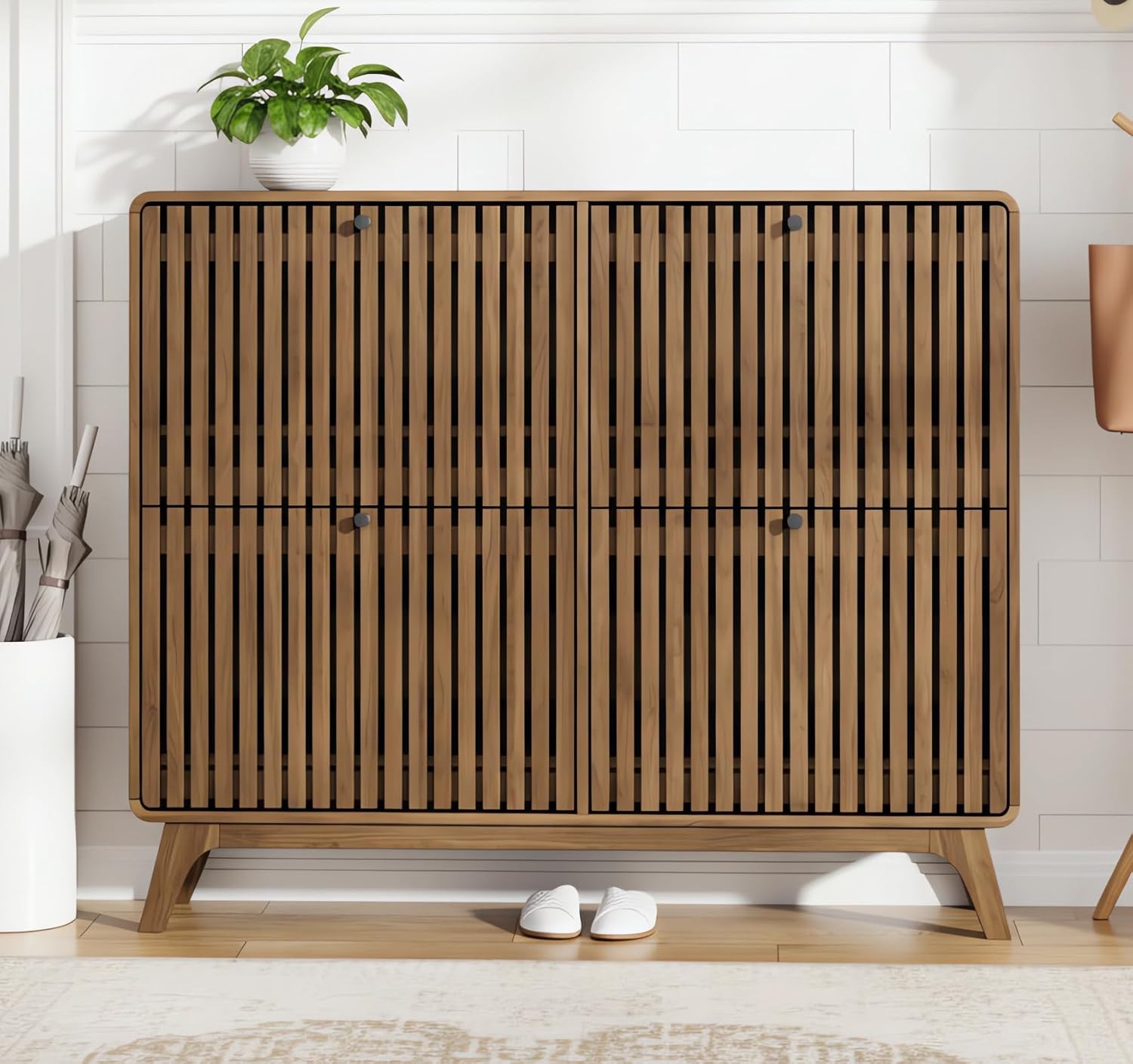 #Large Bamboo Shoe Cabinet wit - Shoe Rack Cabinet Narrow Entryway recension och pris