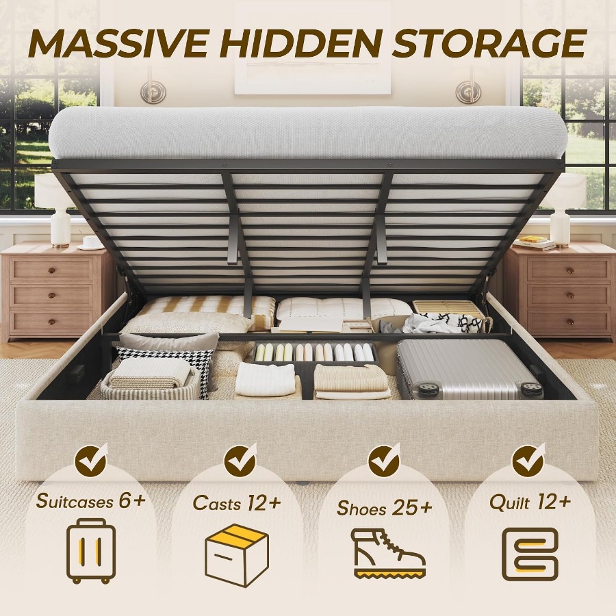 Size Lift Up Storage Bed Frame - Gas Lift Storage Bed Hydraulic recension och pris